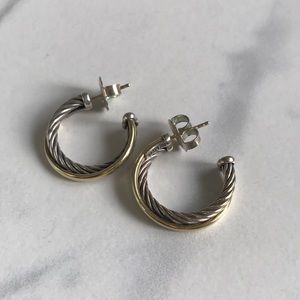 David Yurman Crossover Hoops with Gold